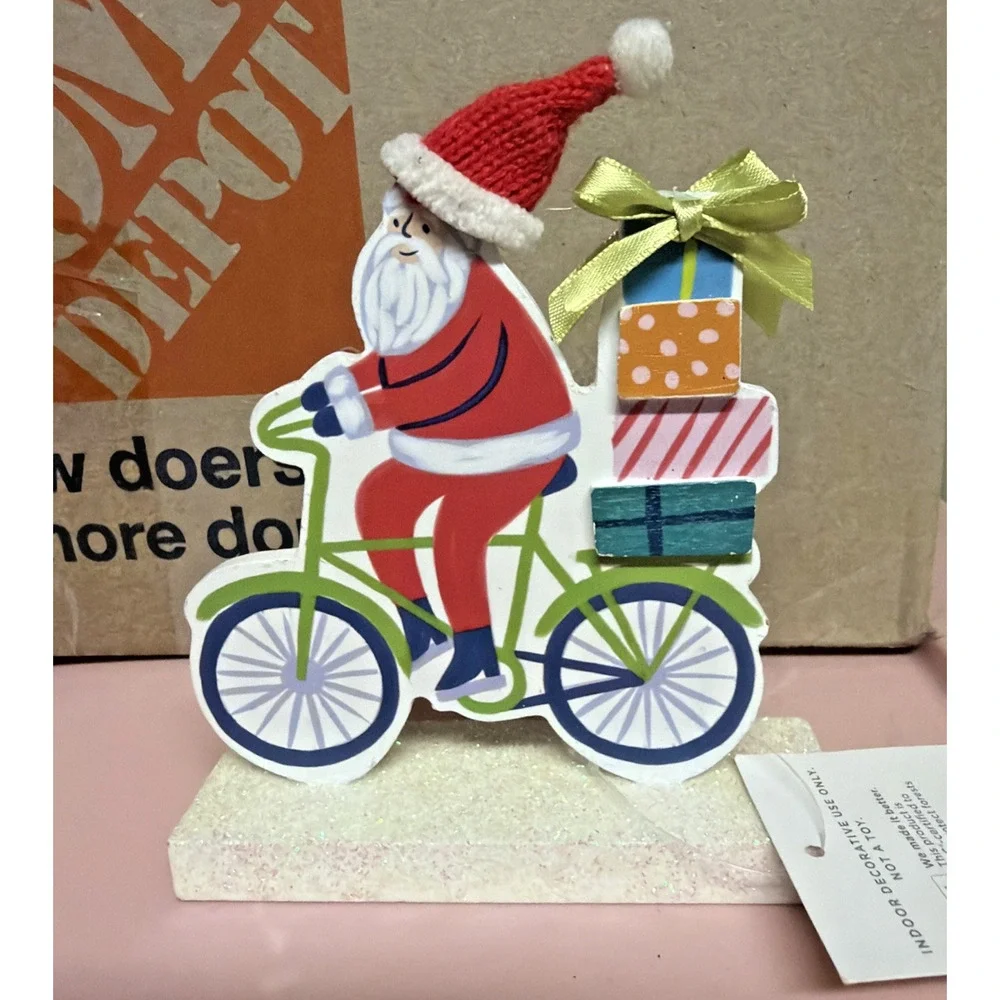 Wondershop by Target Christmas Decor, Santa Delivering Presents By Bicycle New